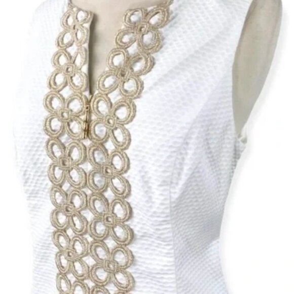 Lilly Pulitzer Dress Mila White & Gold Shift Size 0 - Picture 5 of 10